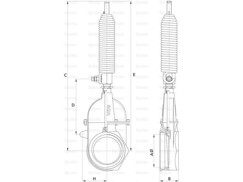 Gate valve with oildynamic ram with spring - Double threaded 6''