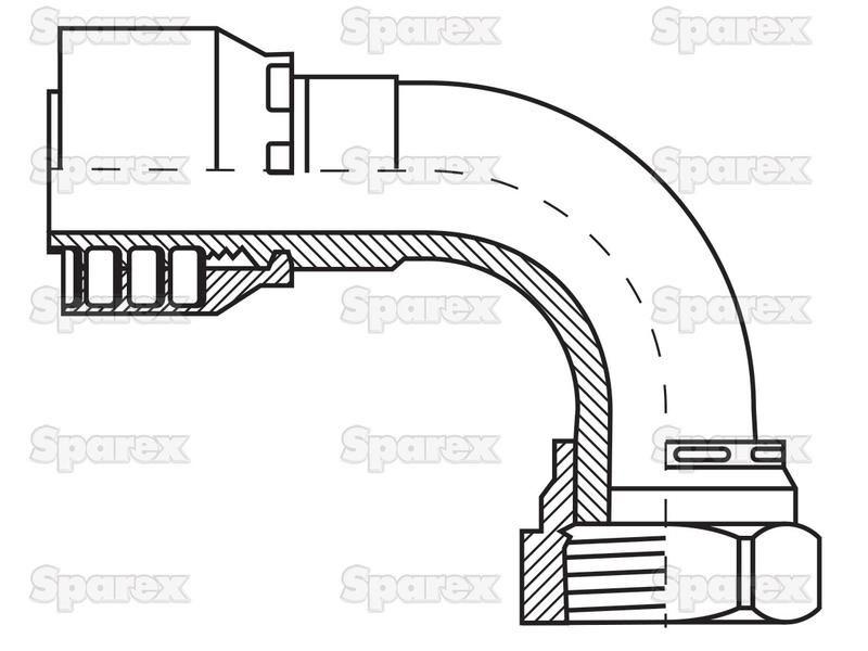 Parker ORFS Hose Insert 3/8'' x 11/16'' x 16'' Female 90° Swept Swivel PARKER HANNIFIN (1J948-6-6)