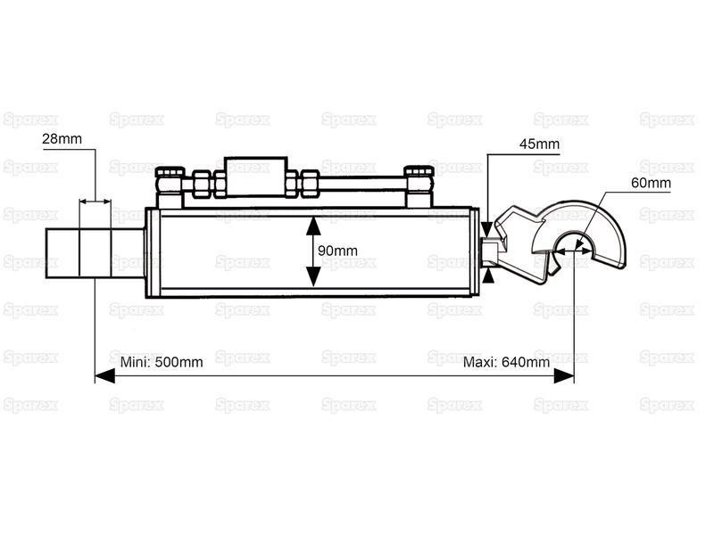 Hydraulic Top Link (Cat.-/3) and Q.R CBM Hook, Cylinder Bore: 90mm, Min. Length : 500mm.