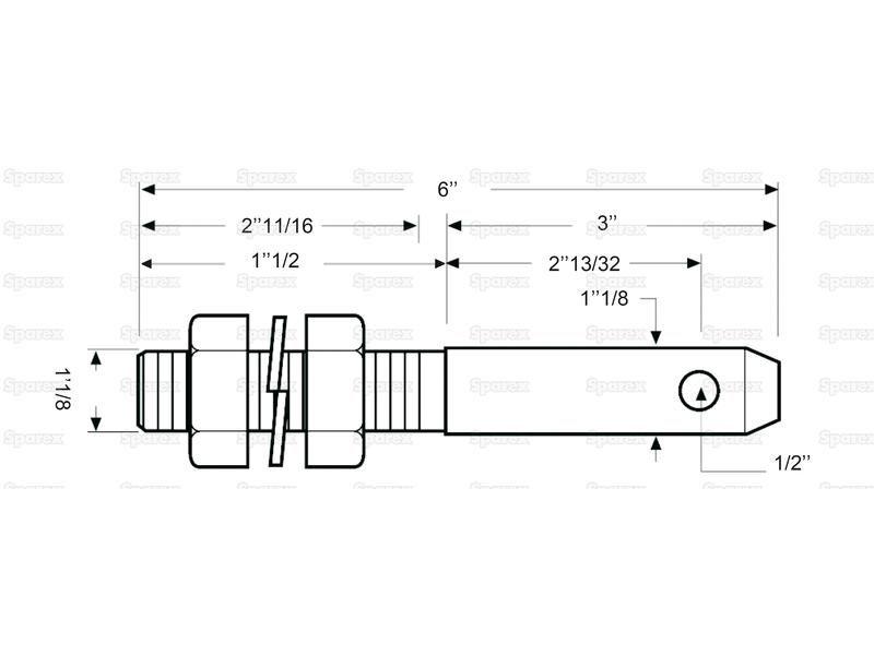 Lower link implement pin 28x152mm, Thread size 11/8x76mm Cat. 2