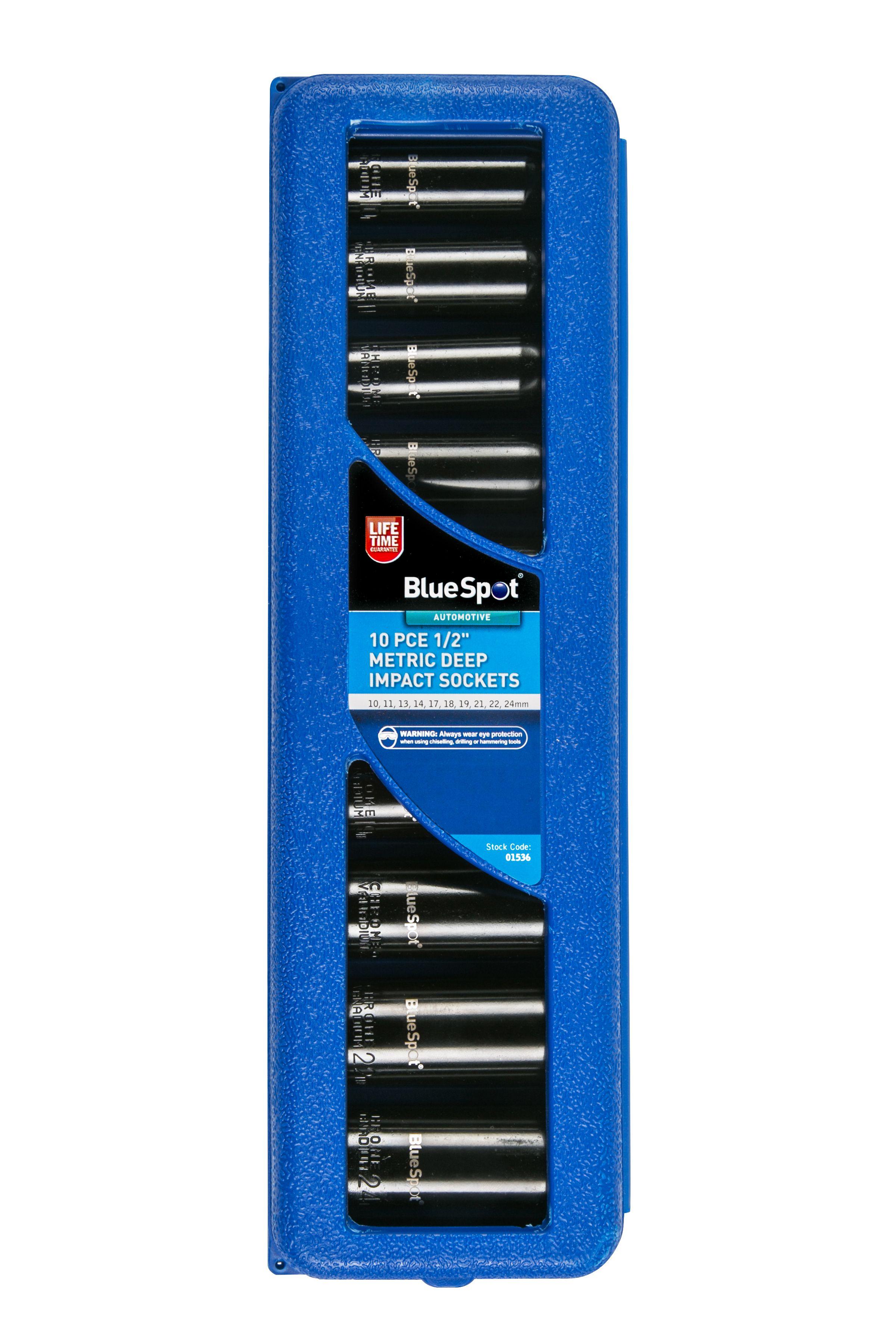 Blue Spot Tools 10 PCE 1/2" Metric Deep Impact Sockets (10-24mm)