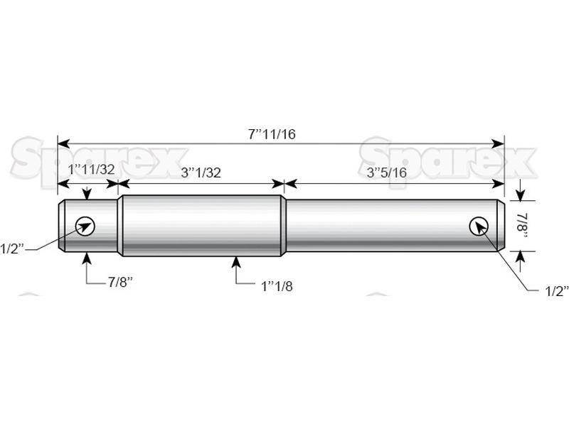 Lower link implement pin dual 22 - 28x195mm, Thread size xmm Thread size 1/2