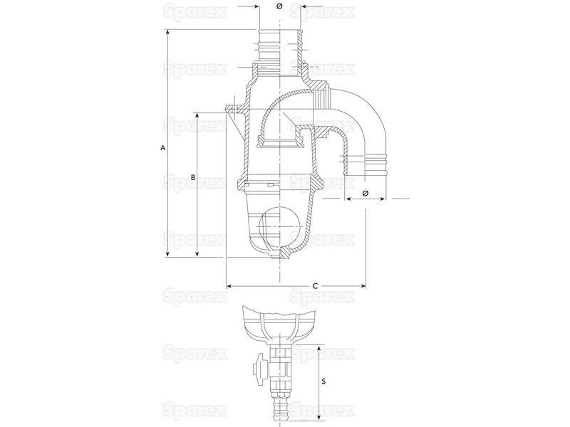 Syphon valve Ø80mm