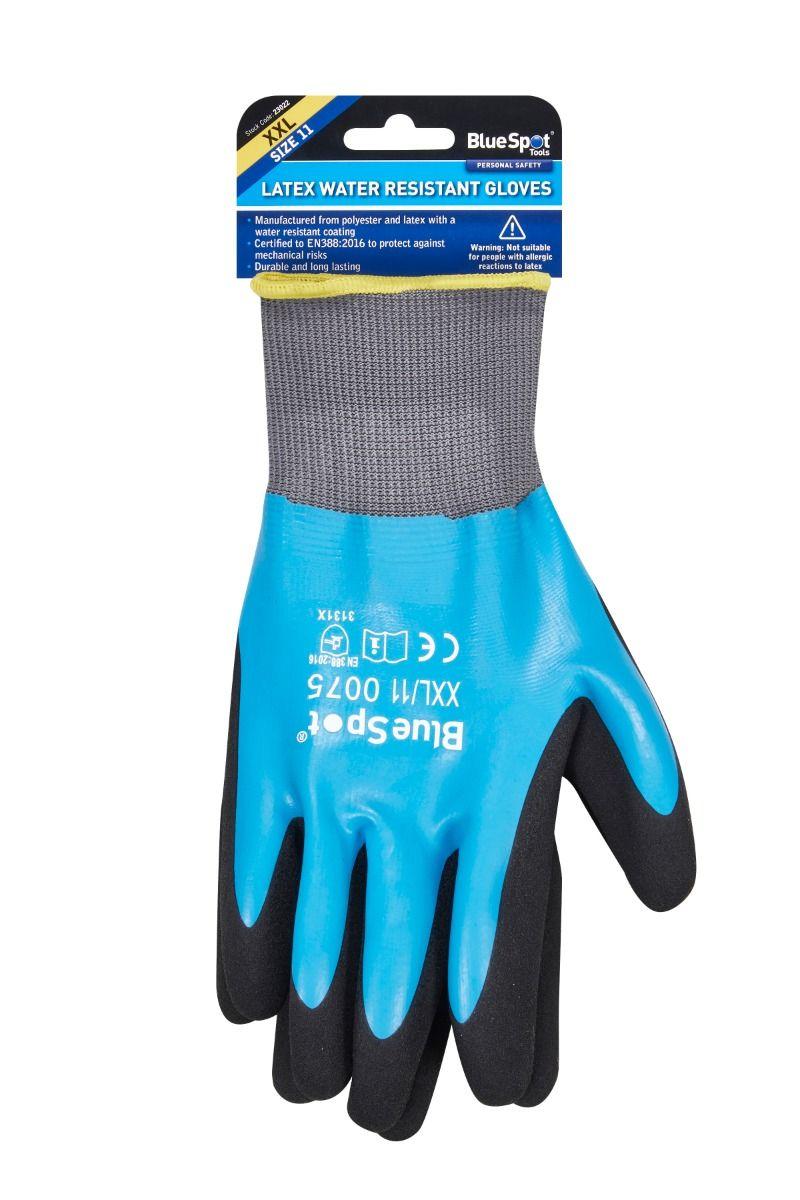 Blue Spot Tools Latex Water Resistant Gloves (XXL)