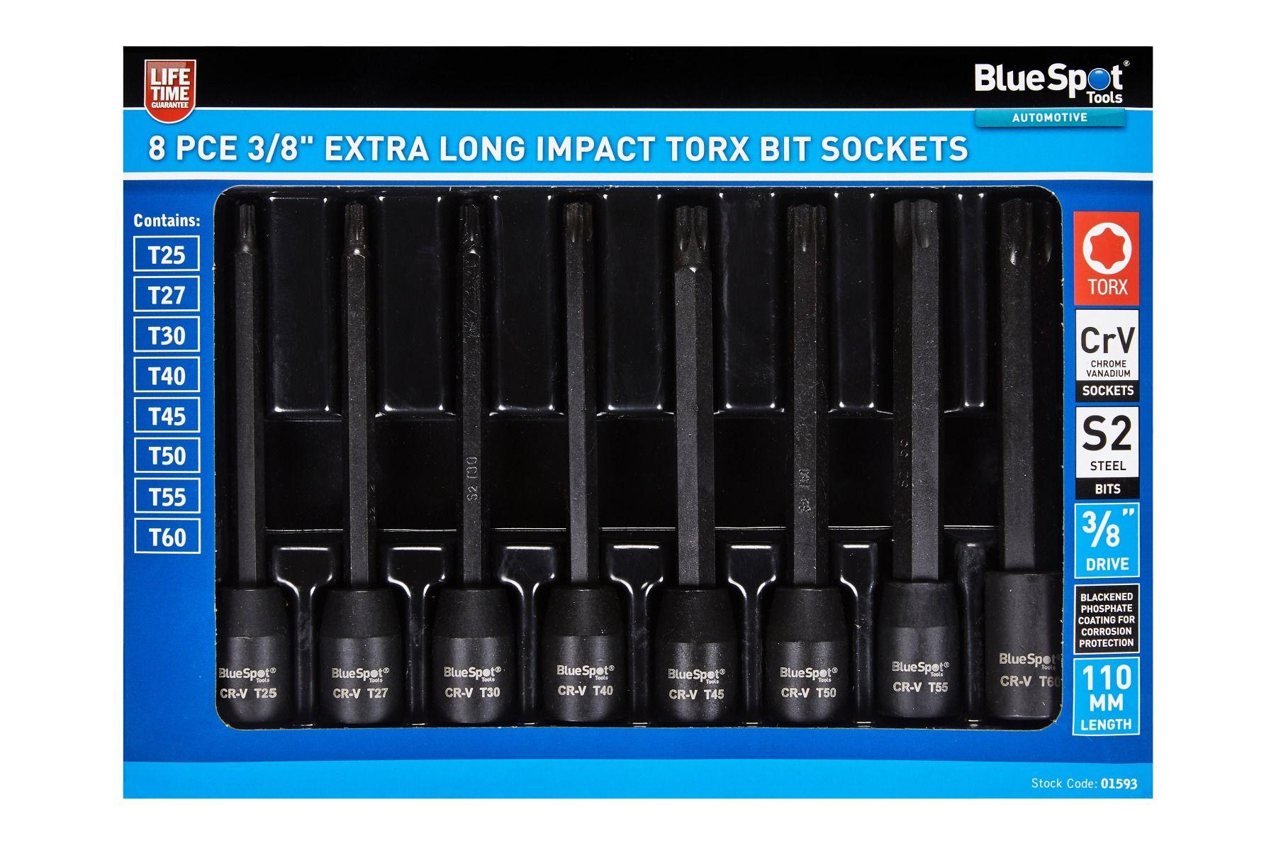 Blue Spot Tools 8 PCE 3/8" Extra Long Impact Torx Bits