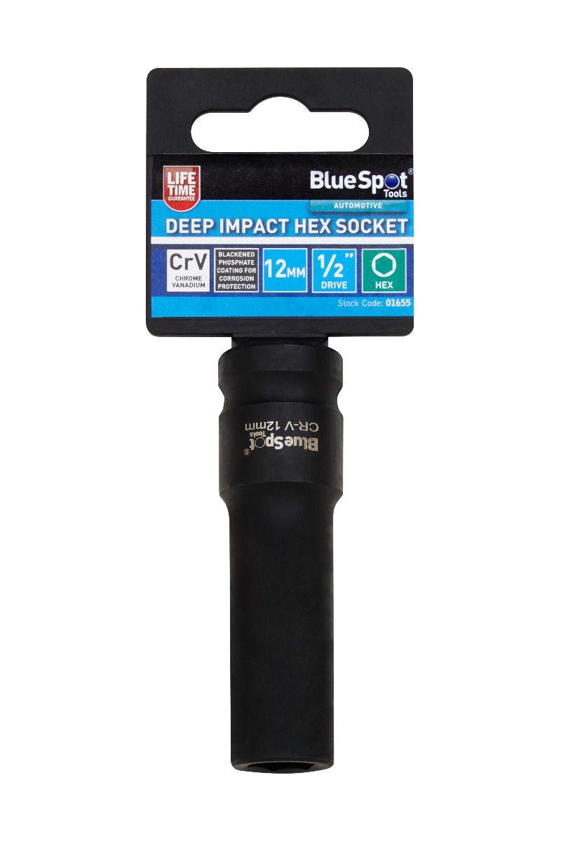 Blue Spot Tools Individual 12mm 1/2" Deep Impact Hex Socket