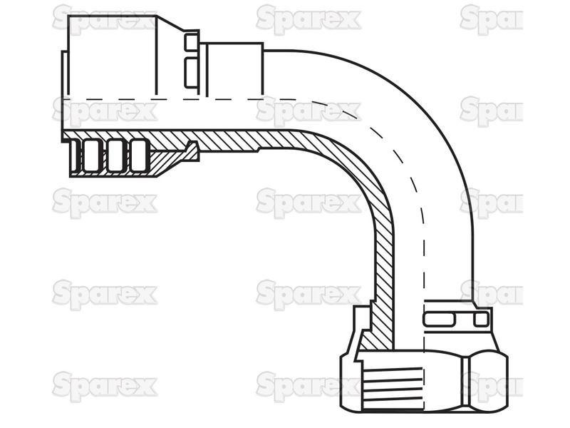 Parker ORFS Hose Insert 5/8'' x 1'' x 14'' Female 90° Swept Swivel (Long) PARKER HANNIFIN (1J548-10-10)