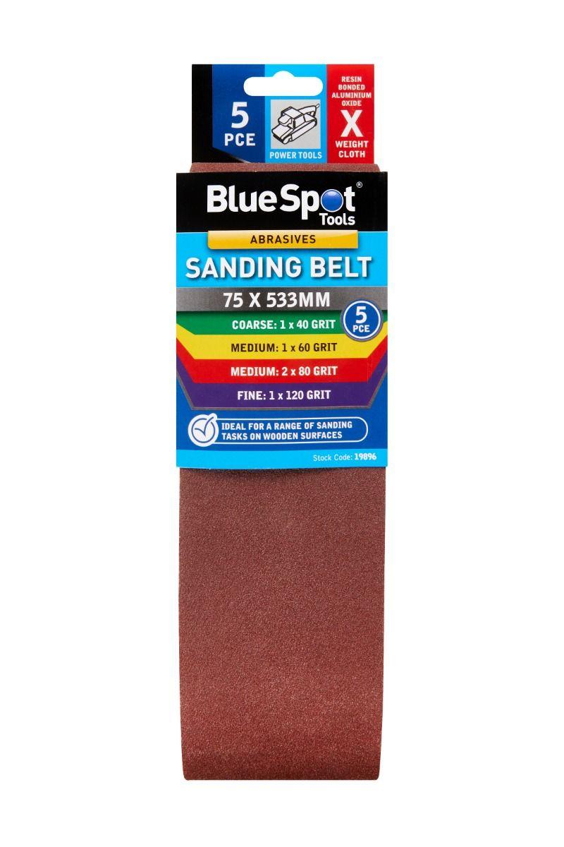 Blue Spot Tools 5 PCE Mixed 75 x 533mm Sanding Belt