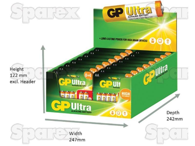 Pre-Packed Counter Display of 16 Packs of 12pcs of AA Batteries
