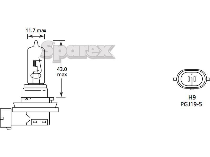 Halogen Head Light Bulb, 12V, 65W, PGJ19-5 Base John Deere, Lucas