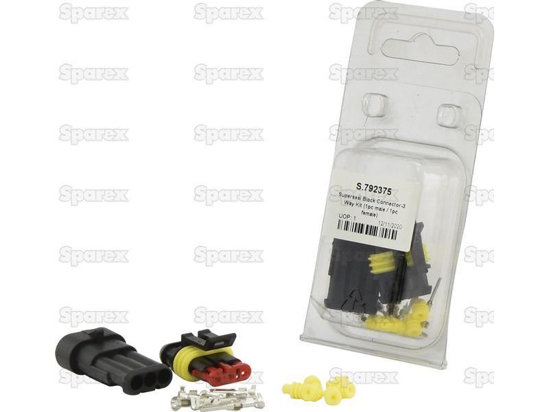 Superseal Block Connector-3 Way Kit (1pc male / 1pc female) Agripak
