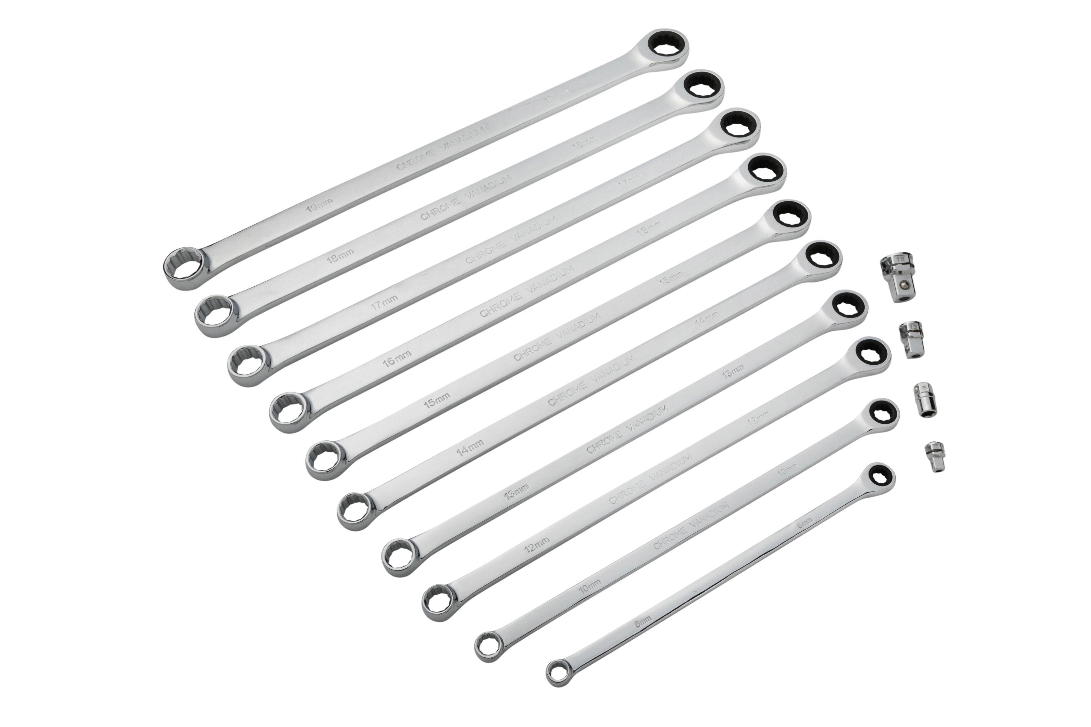 Blue Spot Tools 10 PCE Extra Long Double Ring Ratchet Spanner Set