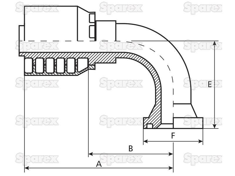 Parker Flange 5/8'' x 5/8'''' 90° Swept Flange PARKER HANNIFIN (11970-10-10, 11970-10-10-, 11970-10-10-1P)