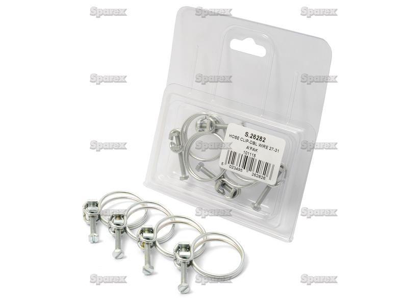 Double Wire Hose Clip, Ø27-31mm. 4 pcs. Agripak.