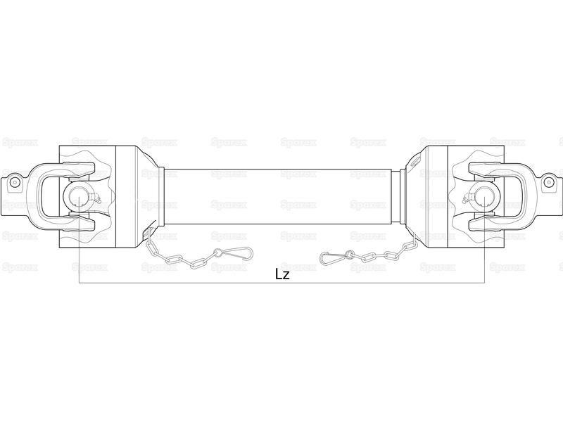 PTO Shaft - (Lz) Length: 560mm, 1 3/8'' x 6 Spline Q.R. to 1 3/8'' x 6 Spline Q.R.