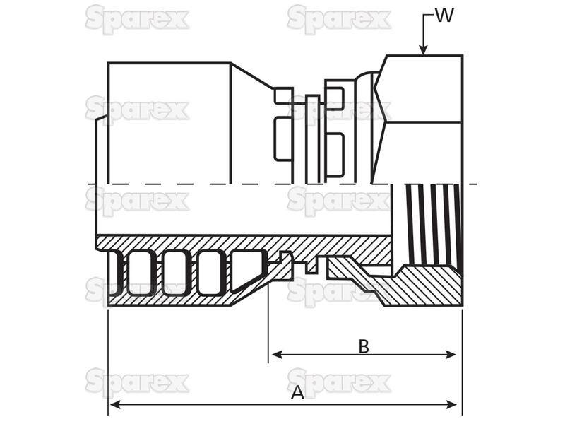 Parker BSP Hose Insert 3/8'' x 3/8'' x 19 Female Straight Swivel Flat Face PARKER HANNIFIN (1B548-6-6)