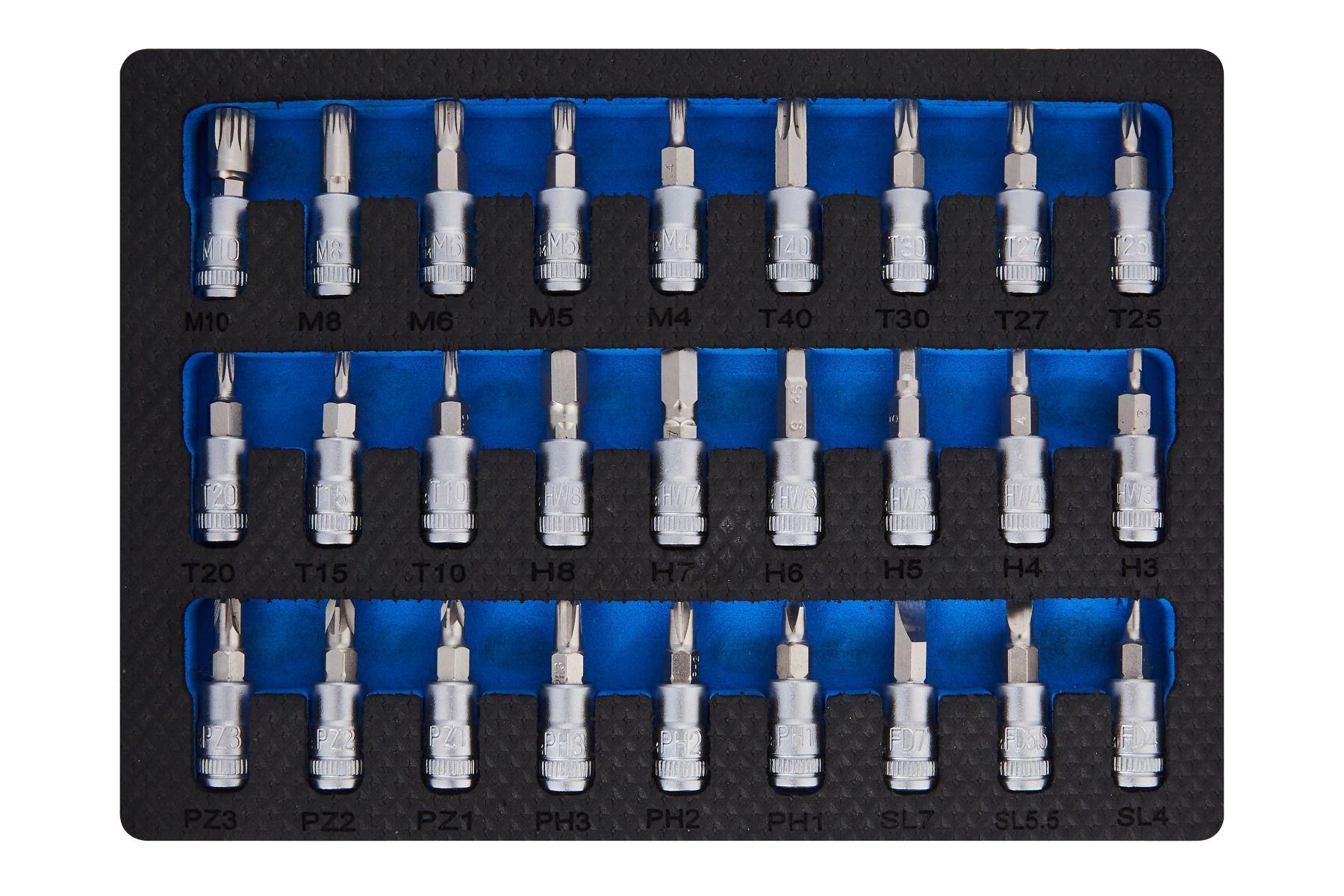 Blue Spot Tools 27 PCE 1/4" Mixed Socket Bit Set In Foam