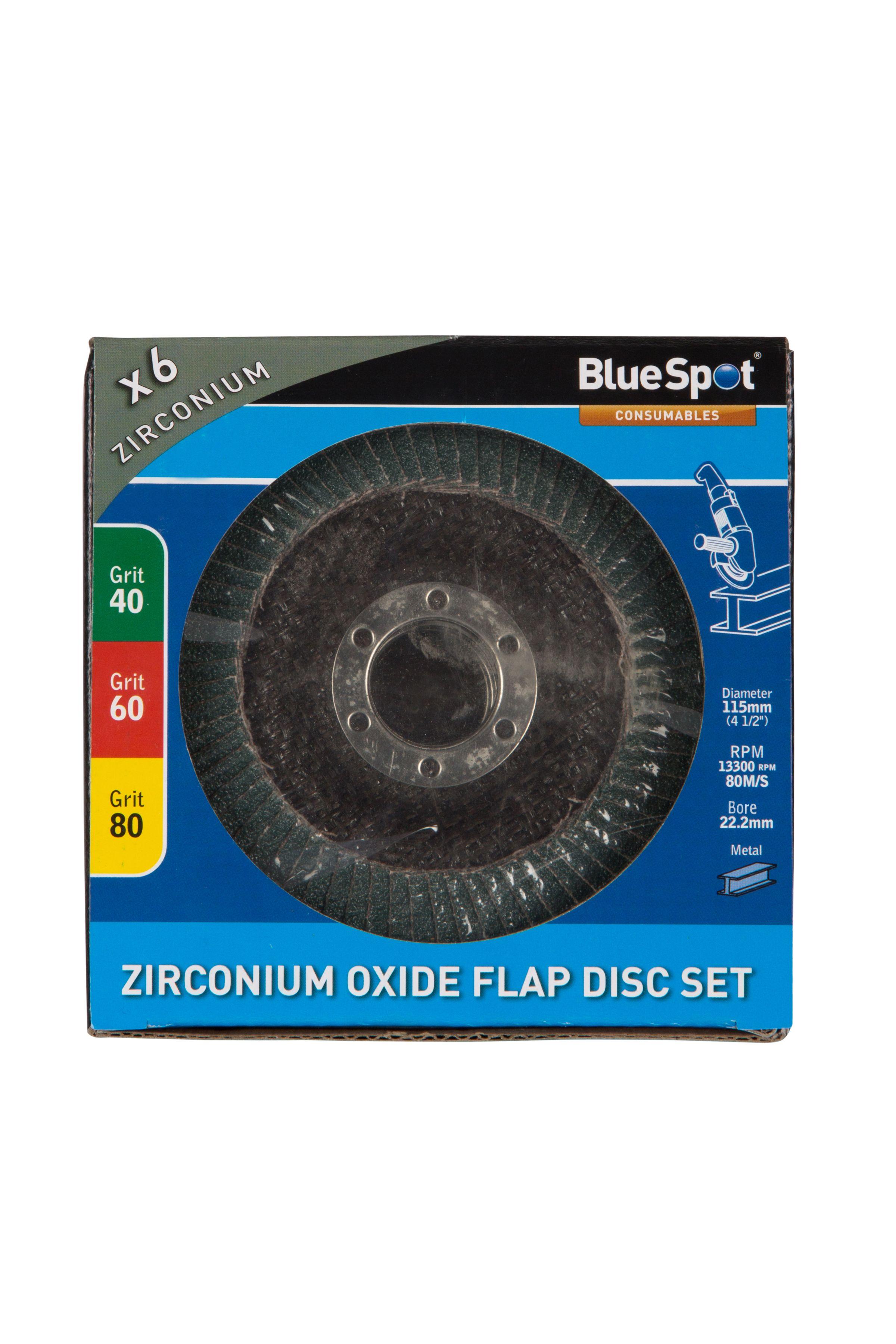 Blue Spot Tools 6 PCE 115mm (4.5") Zirconium Oxide Flap Disc Set