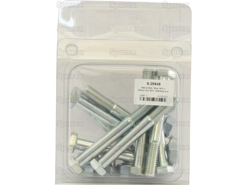 Metric Bolt, Size: M12 x 100mm (Din 931) 10 pcs. Agripak