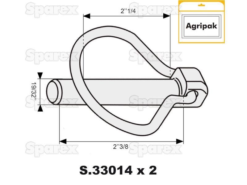 Pear Linch Pin, Pin Ø15mm x 60mm (2 pcs. Agripak)