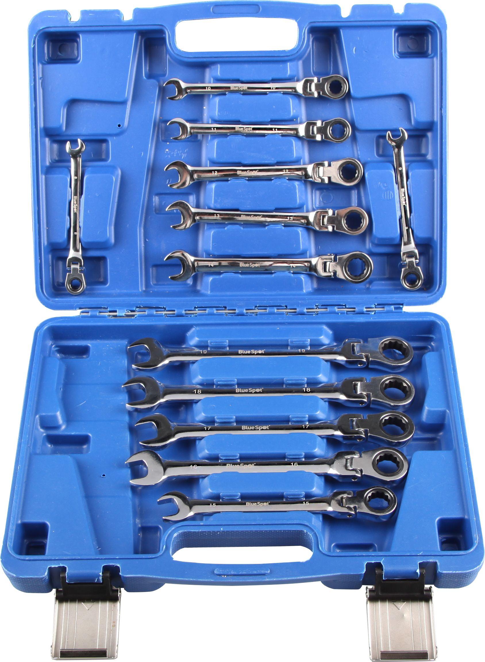Blue Spot Tools 12 PCE Flexible Metric Ratchet Spanner Set (8-19mm)(With Case)