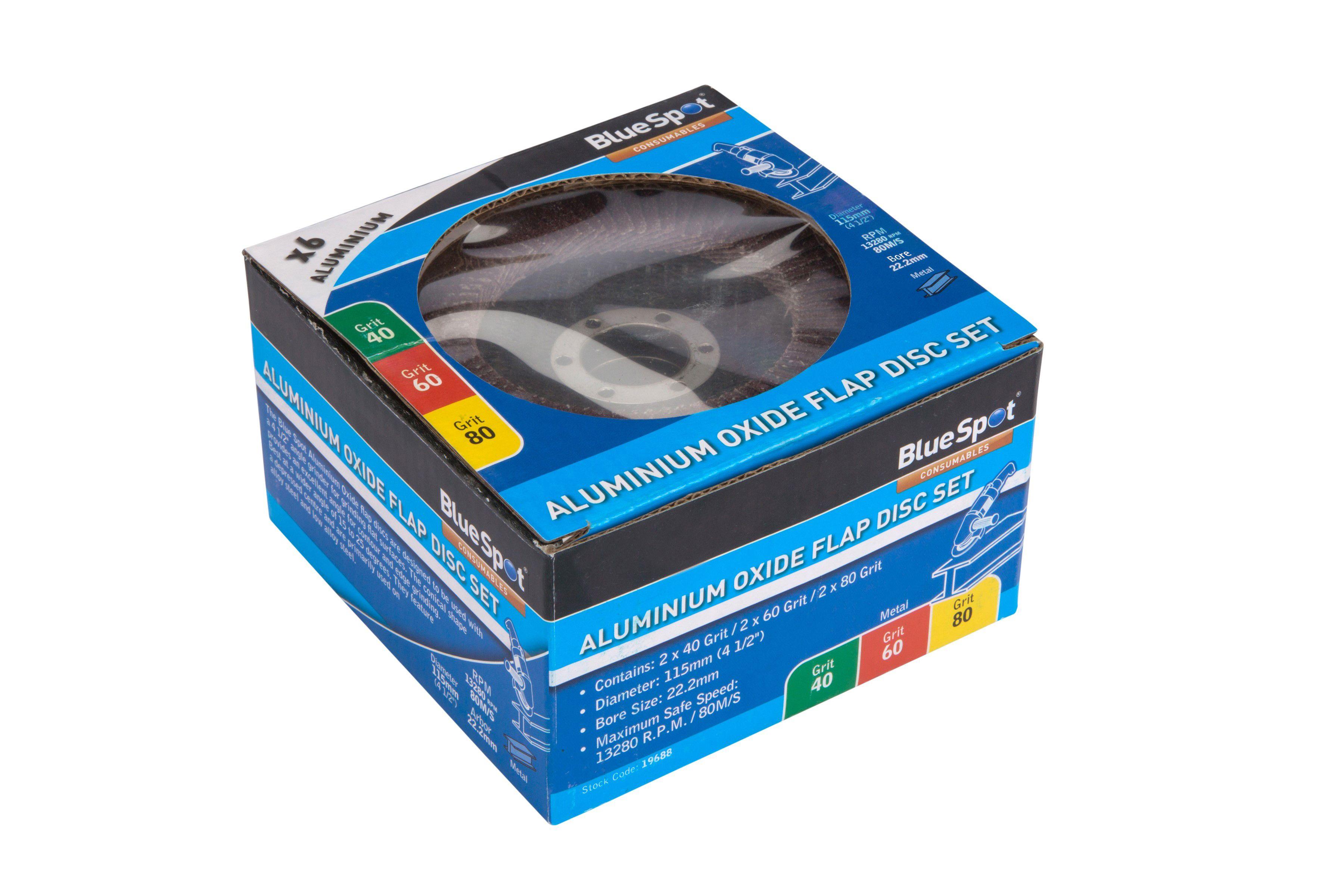 Blue Spot Tools 6 PCE 115mm (4.5") Aluminium Oxide Flap Disc Set