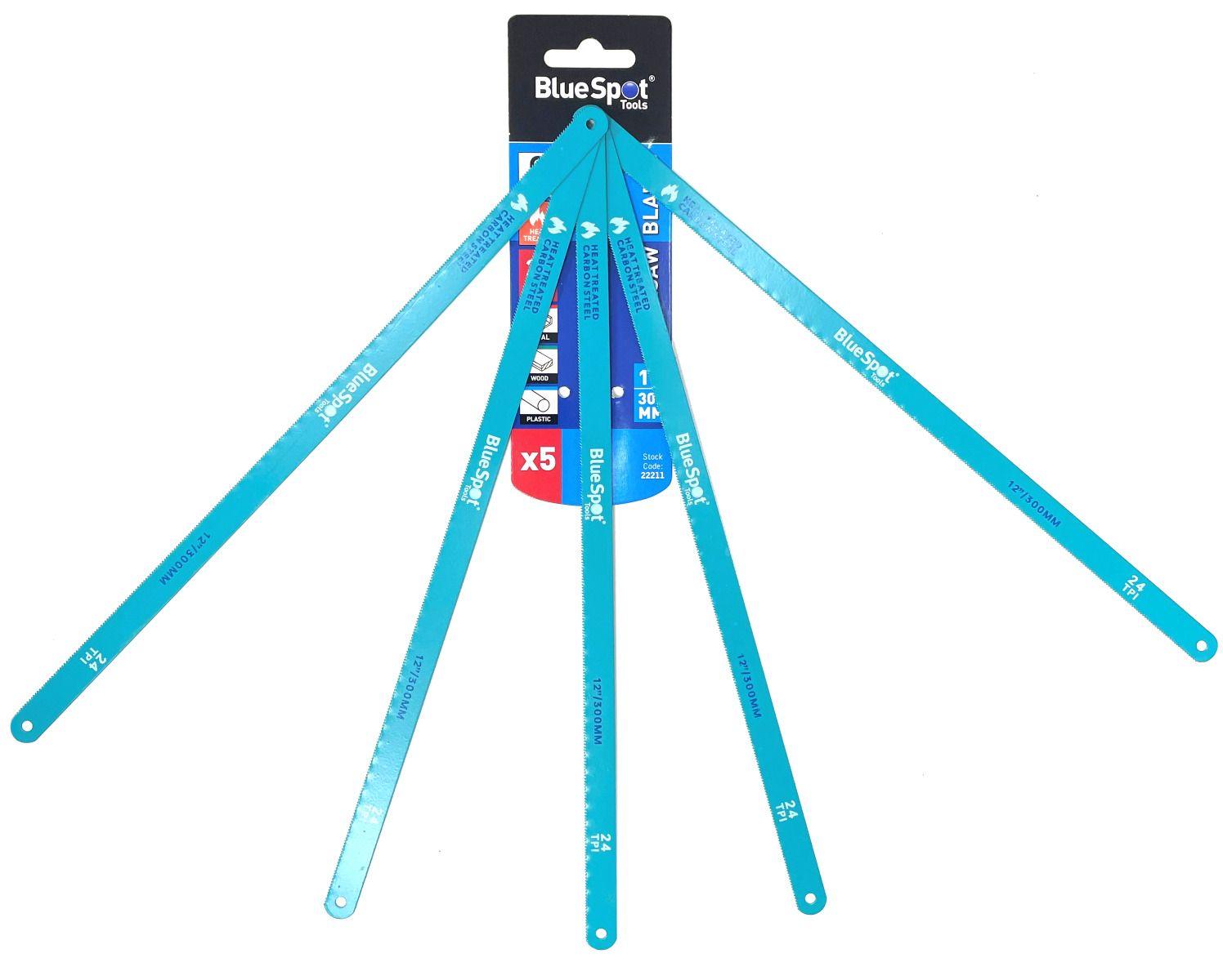 Blue Spot Tools 5 PCE 300mm (12") 24TPI Carbon Steel Hacksaw Blades