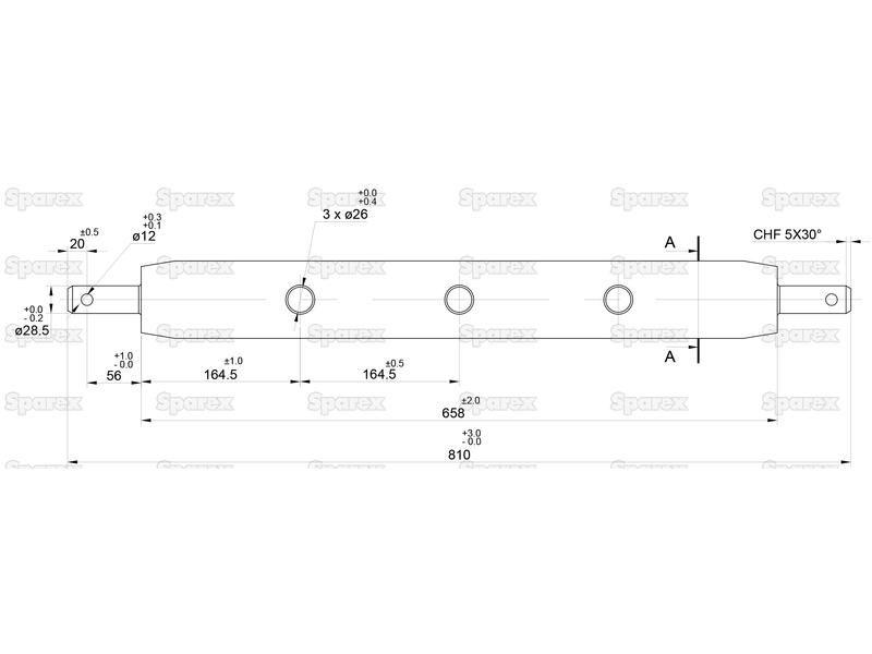 Drawbar Hitch System (Cat. 2) No. holes: 3, 770mm.