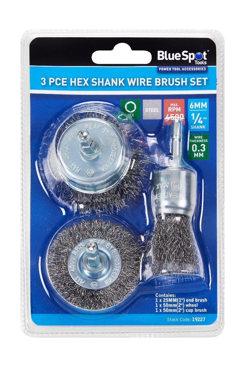Blue Spot Tools Hex Shank Wire Cup Bruh Set