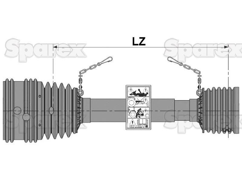 PTO Guard Global G8-80° (Lz) Length: 1210mm (Supplied with 1 x 60mm & 1 x 68mm Rings) Bondioli & Pavesi (5CG8121FXWS)