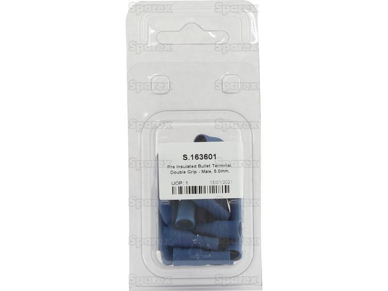 Pre Insulated Bullet Terminal, Double Grip - Male, 5.0mm, Blue (1.5 - 2.5mm) (Agripak 25 pcs.)