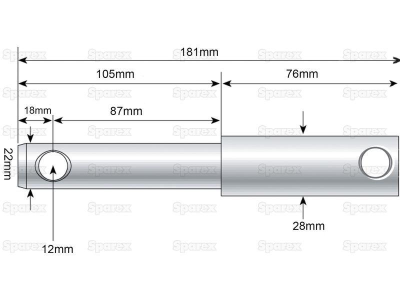 Lower Link Weld On Implement Mounting Pin 22 - 28x181mm Cat. 1/2