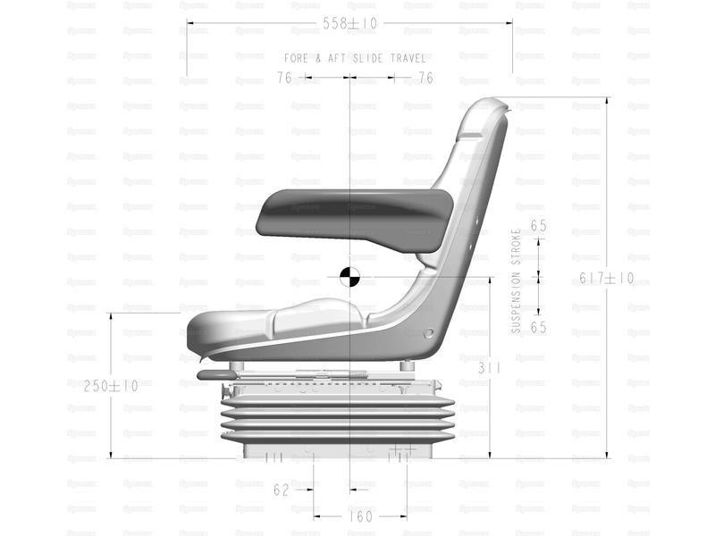 Compact Air Suspension Seat - 12V (Fabric) for Massey Ferguson 240 (200 Series)