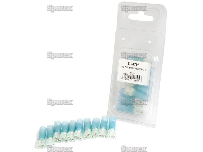Heat Shrink Insulated Female Spade Terminal - Blue (10 pcs. - Agripak)