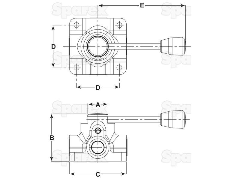 Hydraulic 4-way Diverter Valve 1/2'' BSP open centre double acting