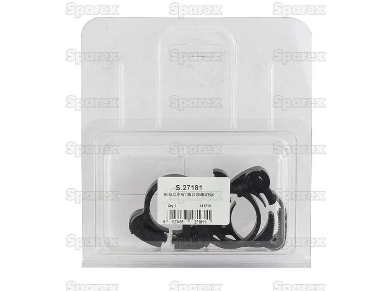 Nylon Hose Clip, Min Ø23mm, Max. Ø26mm, 5 pcs. Agripak.