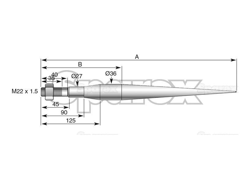 Straight Loader Tine | 800mm for Stoll (0518280)