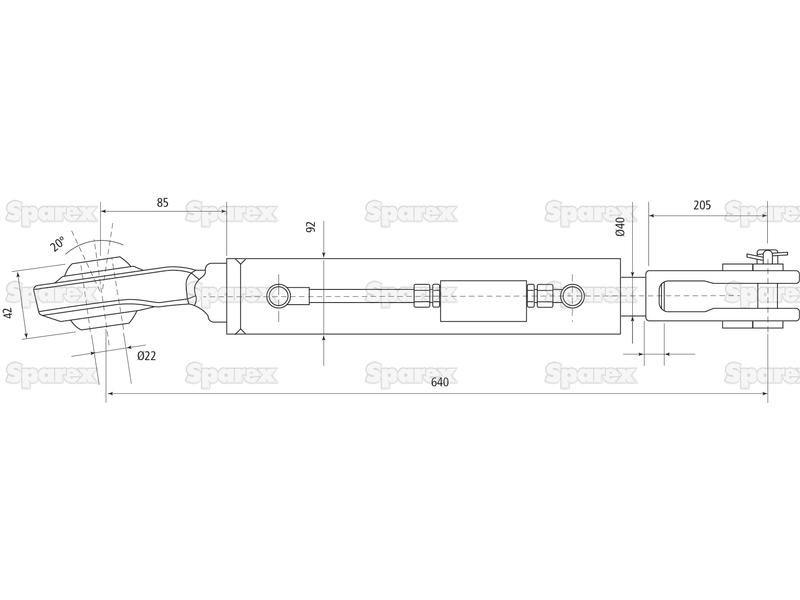 Hydraulic Levelling Box (Supplied with: Hoses), Min. Length: 640mm, Cylinder Bore: 80mm. for Massey Ferguson, Valmet & Valtra