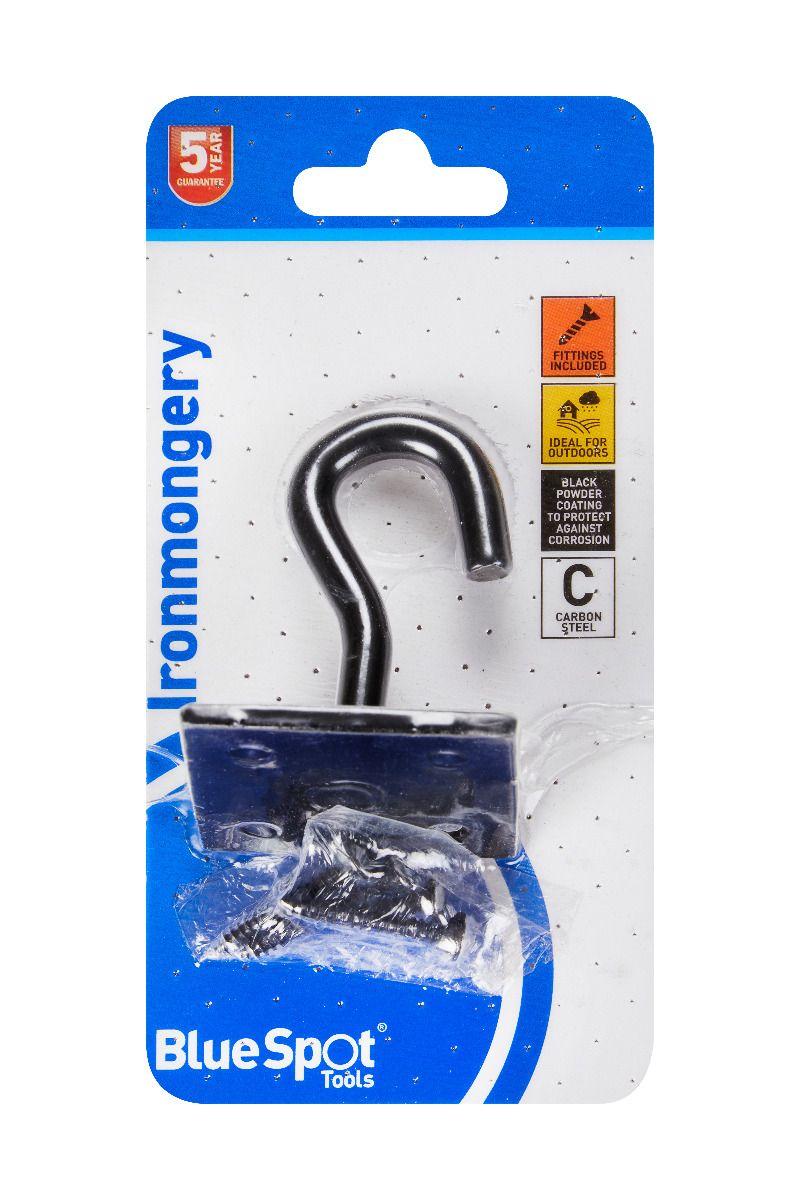 Blue Spot Tools Black Powder Coated Hook On Plate 50 X 50mm