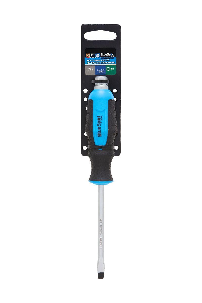 Blue Spot Tools 6 X 100MM Slotted Hex Bolster Screwdriver