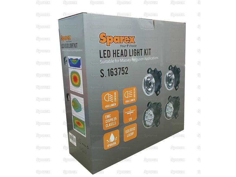 LED Head Light Kit, Interference: Class 3, LH (LH Dip), 1320 / 4050 Lumens, 10-30V for Massey Ferguson