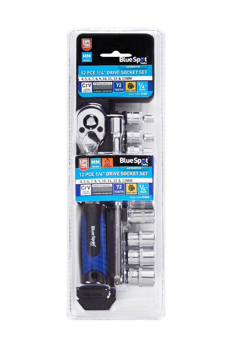 Blue Spot Tools 12 PCE 1/4" Ratchet & Socket Set