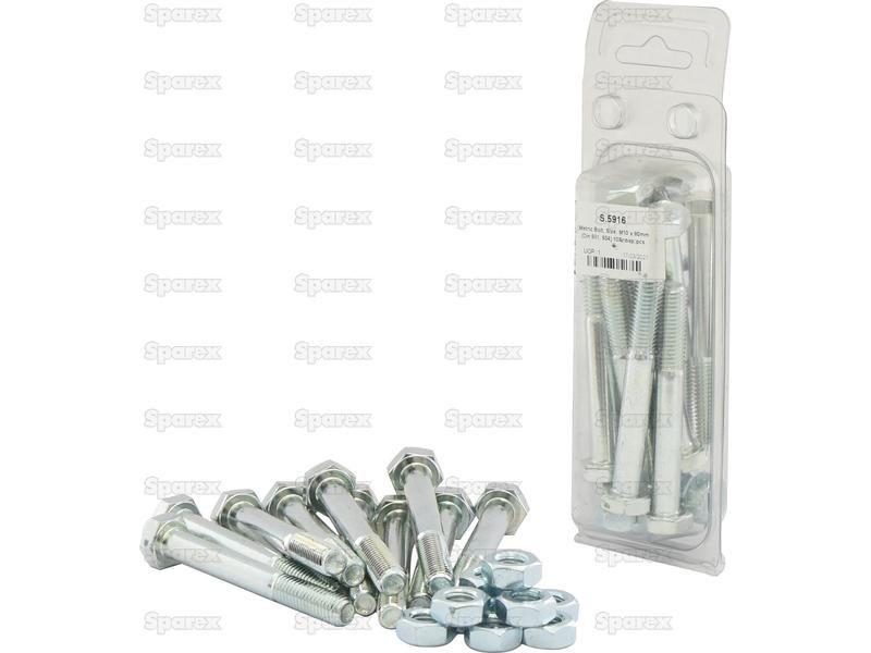 Metric Bolt, Size: M10 x 80mm (Din 931, 934) 10 pcs. Agripak