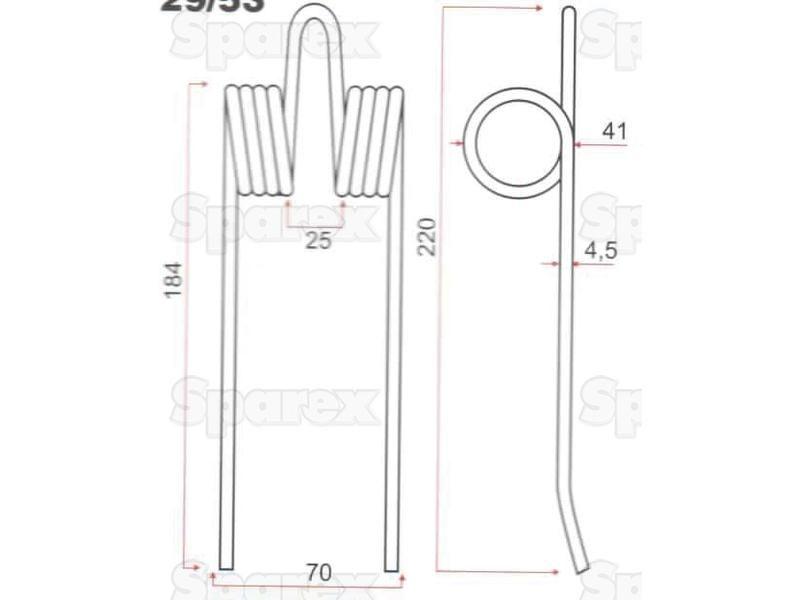 Pick-Up Haytine - -  Length:184mm, Width:70mm, Ø4.5mm - Replacement for New Holland Ford New Holland (161367, 80161367)