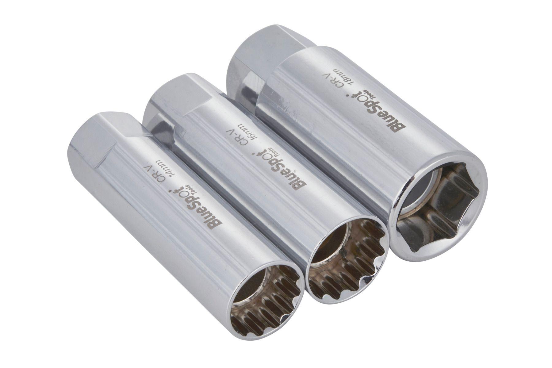 Blue Spot Tools 3 PCE 3/8" Spark Plug Sockets 14-16-18mm
