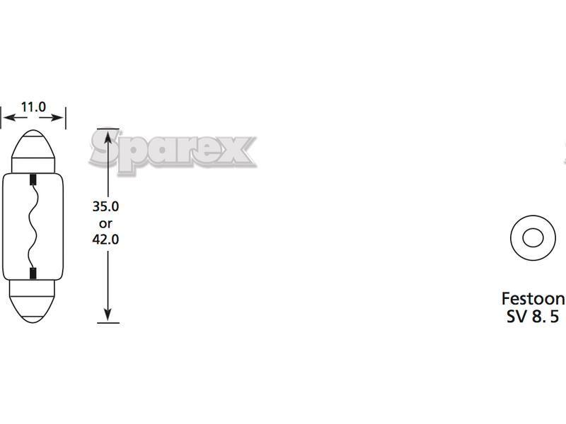 Halogen Stop/Tail Bulb, 12V, 5W, SV8.5 Base Lucas (254, LLB254)