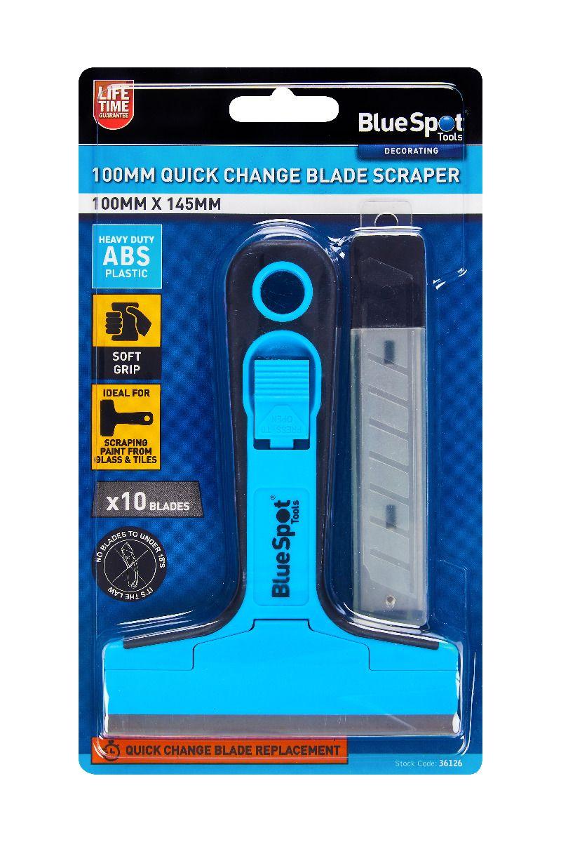 Blue Spot Tools 100mm Quick Blade Change Scraper