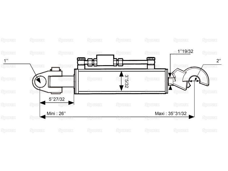 Hydraulic Top Link (Cat.2/2) Knuckle and Q.R CBM Hook, Cylinder Bore: 80mm, Min. Length : 660mm.