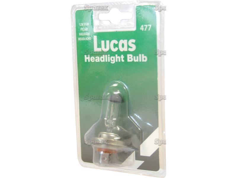 Halogen Head Light Bulb, 12V, 55W, PX26d Base Case IH, Lucas