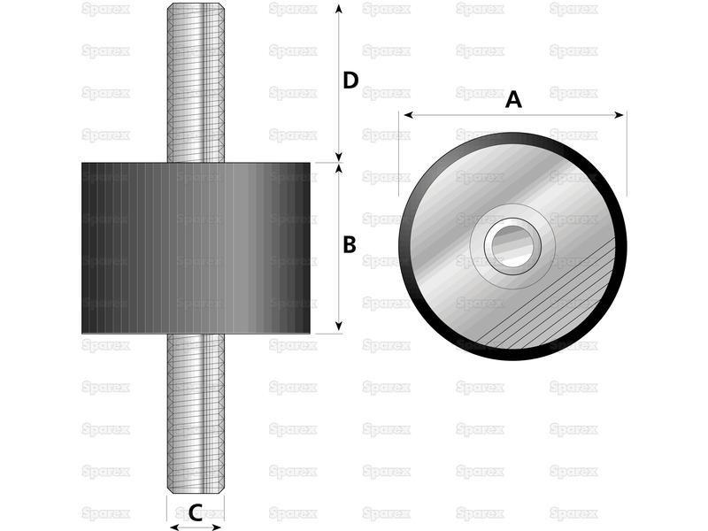 Anti Vibration Mount - Bolt to Bolt, Ø75mm.